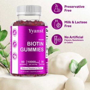 Raspberry Biotin Gummies Hair Nails