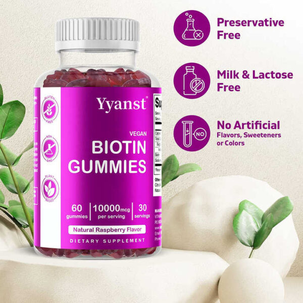 Raspberry Biotin Gummies Hair Nails