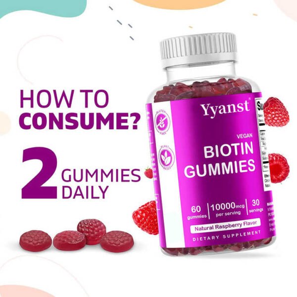 Raspberry Biotin Gummies Hair Nails