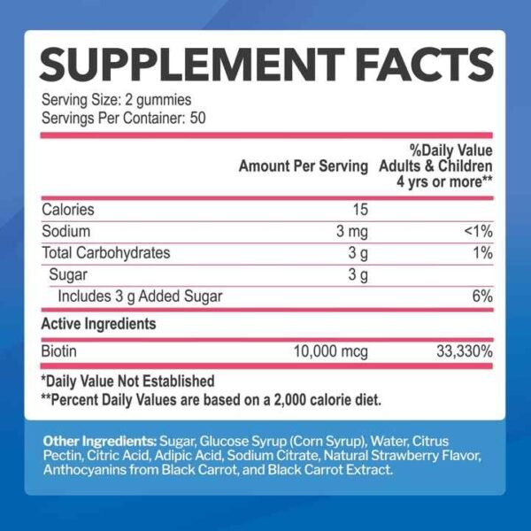 Hcaff6db050fd4876934ecefd4c4a1e6cG-1.jpg_720x720q50-1.jpg Biotin Gummies 10000mcg for Hair, Skin & Nails