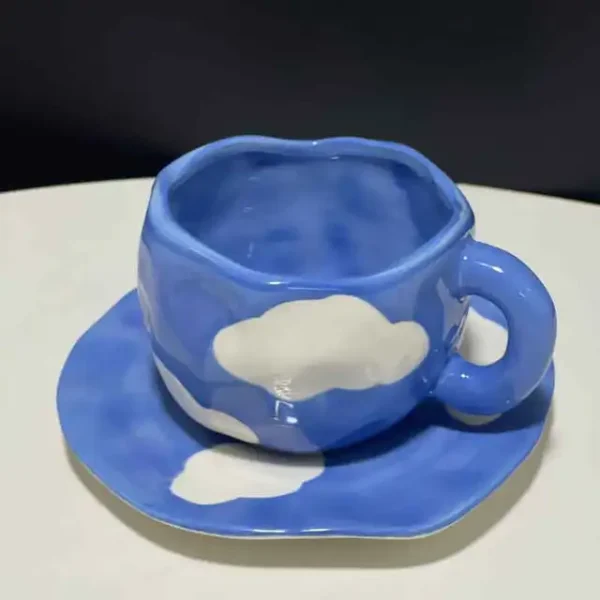 555251333 Hand-Painted Cloud Coffee Mug Set