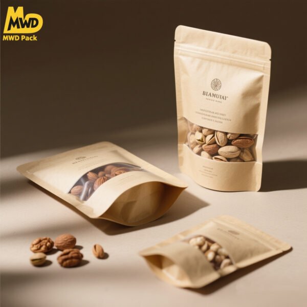 Matte Brown Zipper Stand-Up Kraft Bag