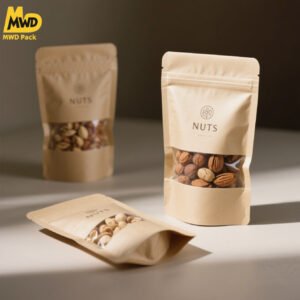 4 Matte Brown Zipper Stand-Up Kraft Bag
