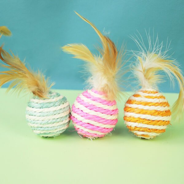555378216 Feathered Sisal Cat Scratching Ball