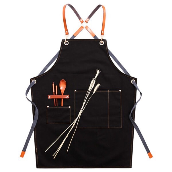 562363184 Denim Workwear Apron with Logo Print
