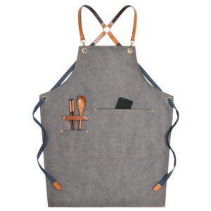 562363180 Denim Workwear Apron with Logo Print