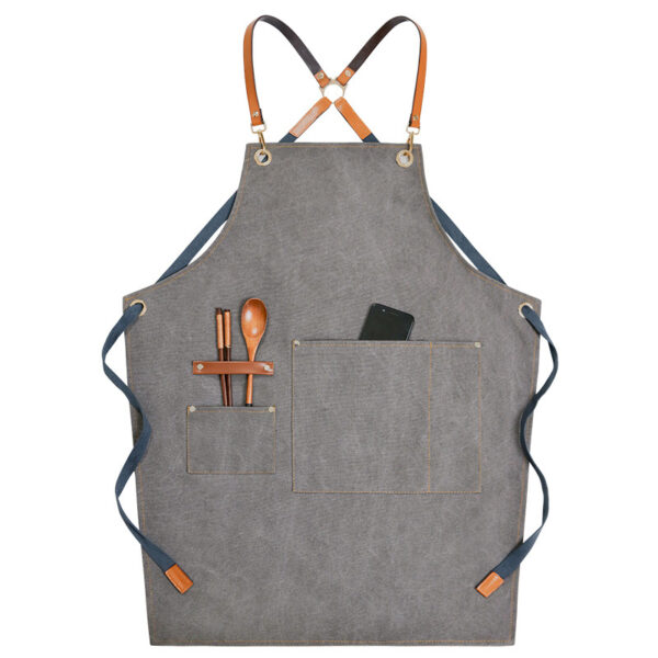562363185 Denim Workwear Apron with Logo Print