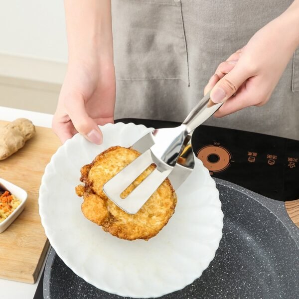 14908501491_359506468.jpg Stainless Steel 2-in-1 Food Tongs Spatula