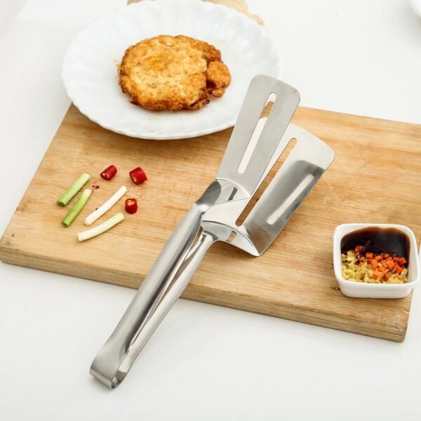 14908513399_359506468.jpg Stainless Steel 2-in-1 Food Tongs Spatula