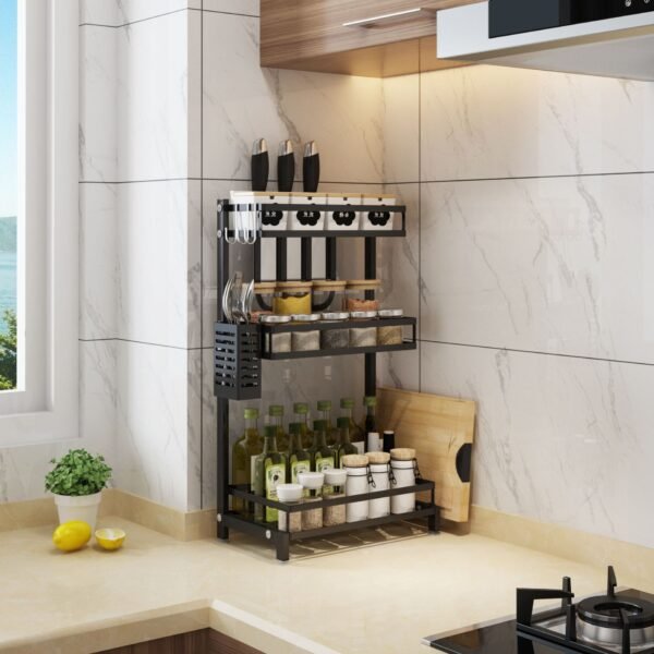 Multi-Layer Black Stainless Seasoning Rack