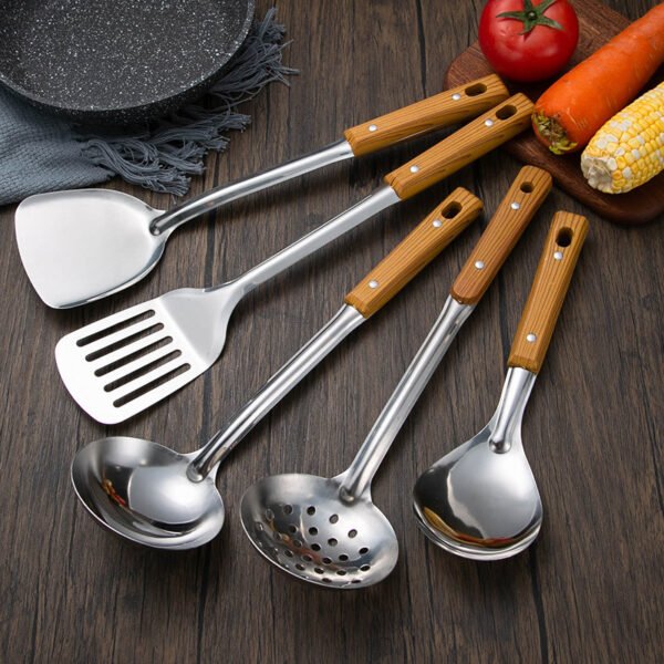 Wood-Grain Handle Stainless Steel Spatula