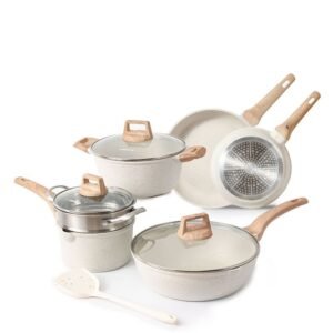 Non-stick Pot Marble Rice White Set Pot