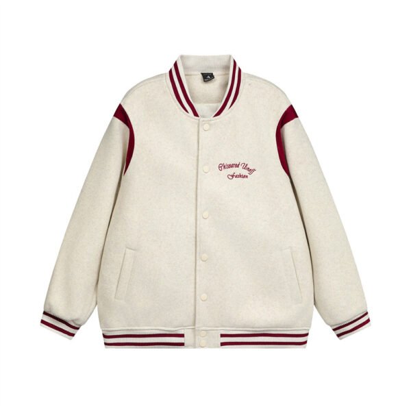566226833 Color blocked baseball jacket