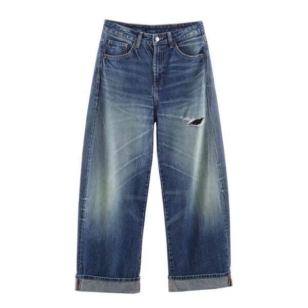 566226819 Mid waist loose ripped jeans