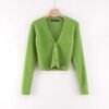566226901 V-neck long sleeved cardigan sweater