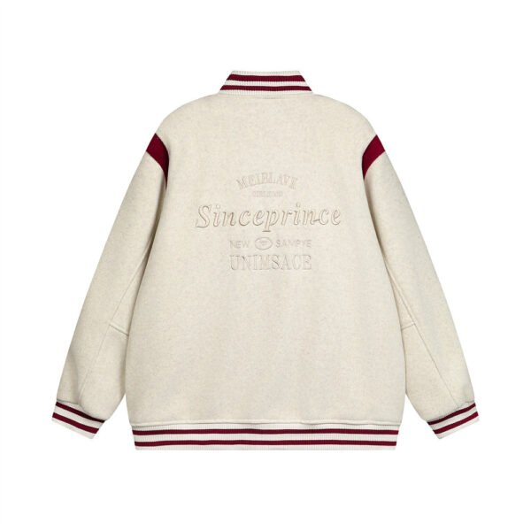 566226829 Color blocked baseball jacket