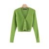 566226896 V-neck long sleeved cardigan sweater