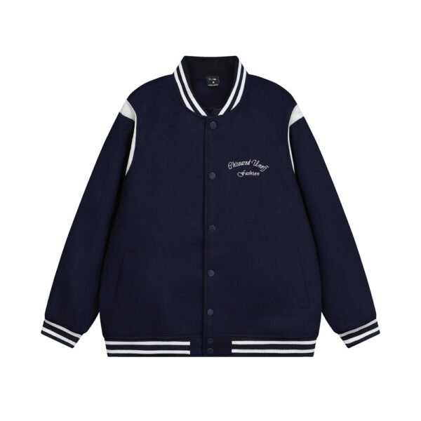 566226832 Color blocked baseball jacket