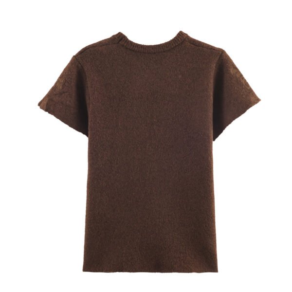566226675 Simple and versatile embroidered short sleeved knitted top