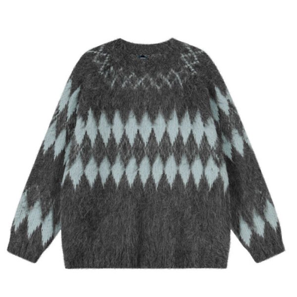 565972789 Oversized Wool Mohair Fair Isle Crewneck Pullover Sweater