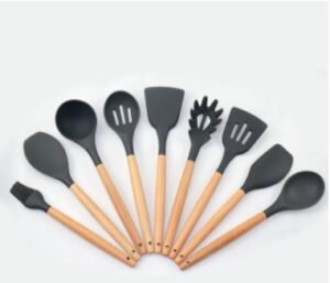 9 Pcs Silicone Spatula Heat-Resistant Soup Spoon