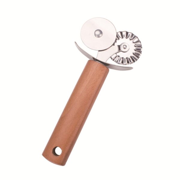 568461056 Wooden Handle Double Wheel Round Roller Knife