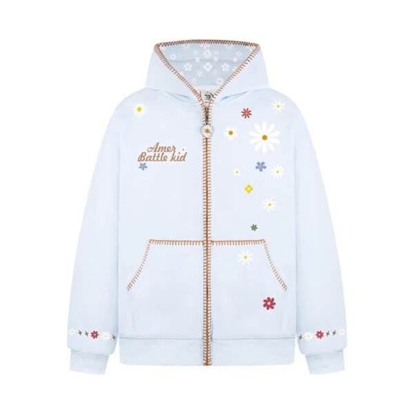 566226822 Floral Embroidery Hooded Sweatshirt Unisex Loose Casual Outerwear