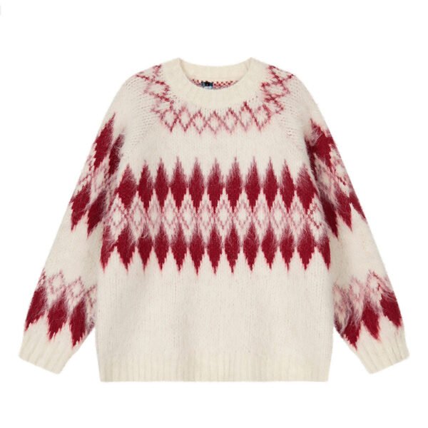 565972787 Oversized Wool Mohair Fair Isle Crewneck Pullover Sweater