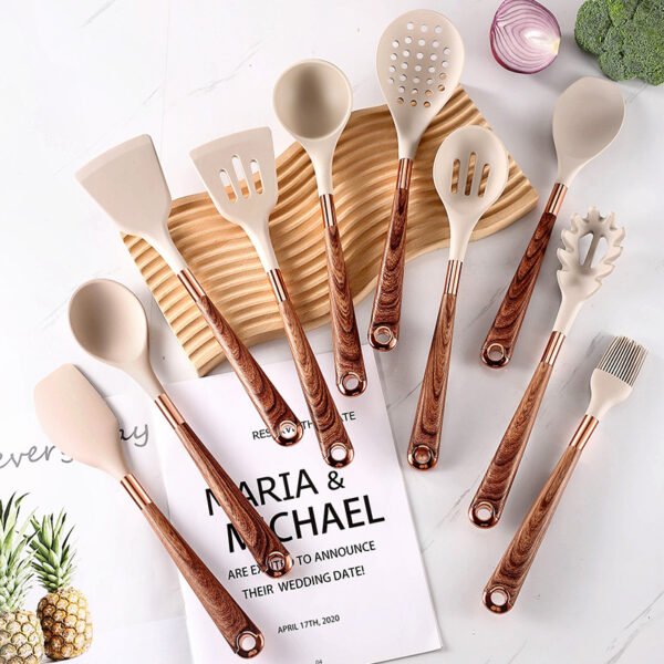 568460765 Wooden Handle Cooking Kitchen Utensil Set