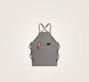 Apron denim workwear with logo printing (2) Denim Workwear Apron with Logo Print