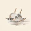 Medical stone non-stick pot soup pot stew pot frying pan wok milk pot frying pan steaming marble granite pot set (2) Non-Stick Marble Granite Coated Cookware Set