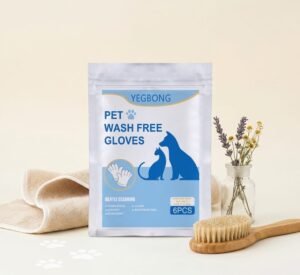 Pet Herbal Gloves, Cleaning Wipes No-Bath No-Wash Non-Woven Gloves For Feline Handling (2) Pet Wash Free Gloves