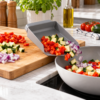 cutting_board_food_transfer_scoop_lifestyle Cutting Board Food Transfer Scoop