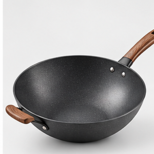 deep_nonstick_wok_main Deep Non-Stick Wok Pan with Wooden-Look Handles