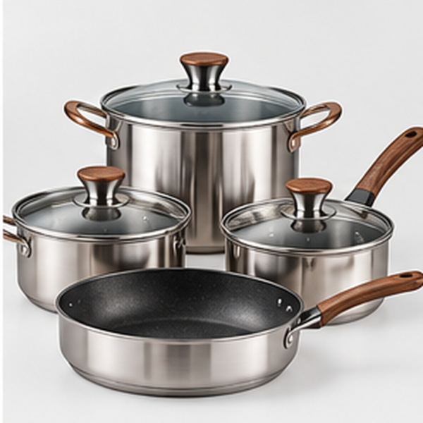 stainless_steel_cookware_set_main Stainless Steel Cookware Collection with Glass Lids